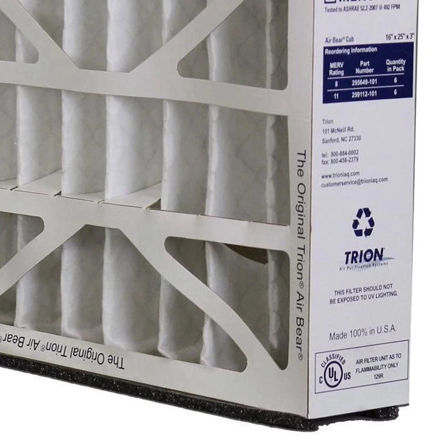 Trion 255649-101 Air Bear 16x25x3 Inch MERV 8 Air Purifier Filter (6 Pack)