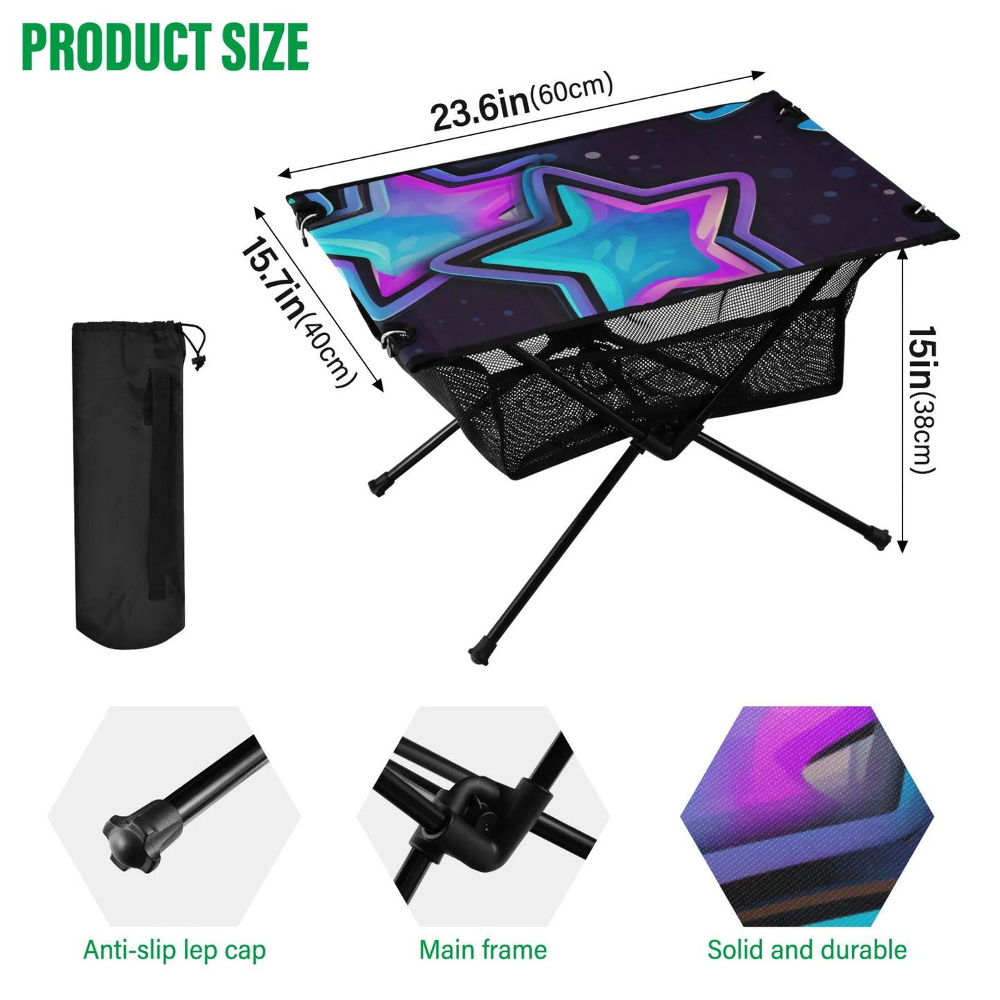 Shiny Star Camping Folding Table Portable Beach Table with Storage Bag Compact Picnic Table for Outdoor Travel Fishing BBQ