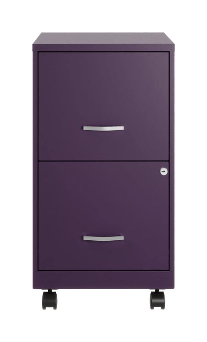 Space Solutions 18" Deep 2 Drawer Mobile Letter Width Vertical File Cabinet, Midnight Purple