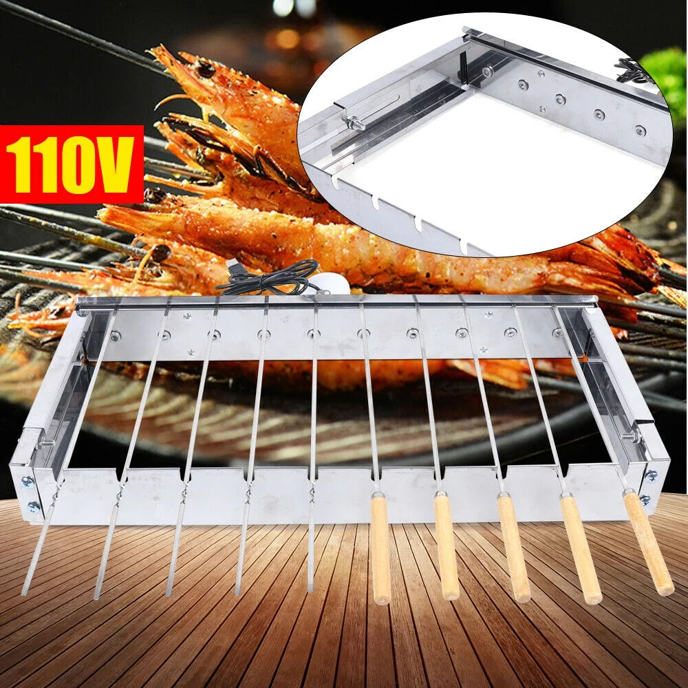 Automatic Rolling BBQ Grill Electric Grill Stainless Steel for Camping Cooking