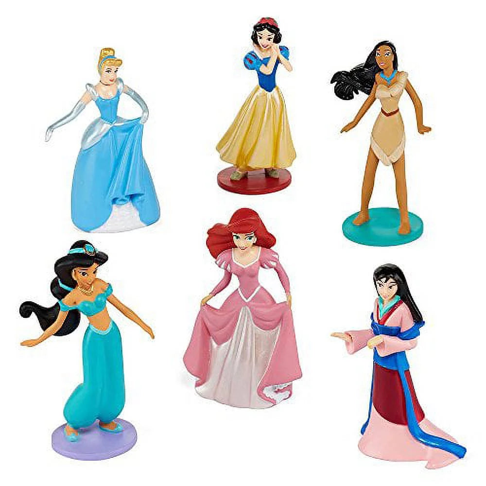 Collection Disney Princess 6 Piece pc Figurine Playset Jasmine Ariel Pocahontas Snow White Cinderella Mulan