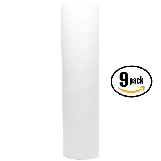 9-Pack Replacement DuPont WFPF38001C Polypropylene Sediment Filter - Universal 10-inch 5-Micron Cartridge for DuPont Whole House Water Filtration System - Denali Pure Brand