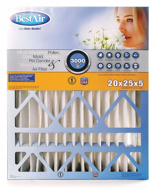 Bestair Pro Furn Air Clnr Filter,MERV13,16x25x5",PK2 AB-51625-13-2