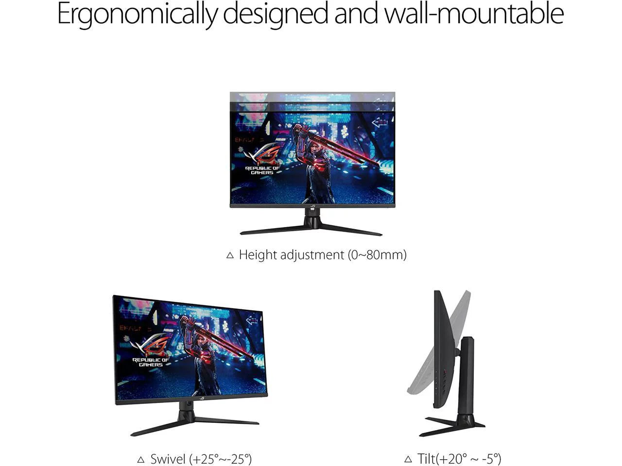 ASUS ROG Strix 32? 1440P Gaming Monitor (XG32AQ) - QHD (2560 x 1440), Fast IPS, 175Hz (OC), 1ms, G-SYNC compatible, Variable Overdrive, Eye Care, DisplayHDR 600, DisplayPort, HDMI, USB, 96% DCI-P3