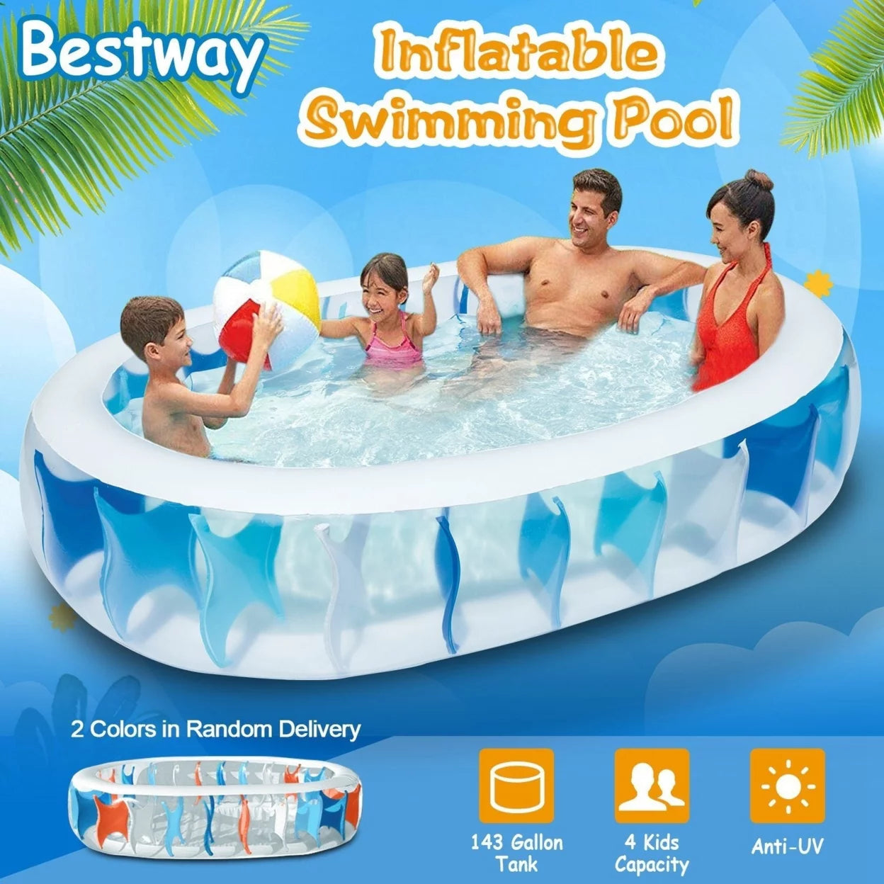 906020In Inflatable Swimming Pool Blow Up Family Pool For Kids Foldable Swim Ball Pool Center