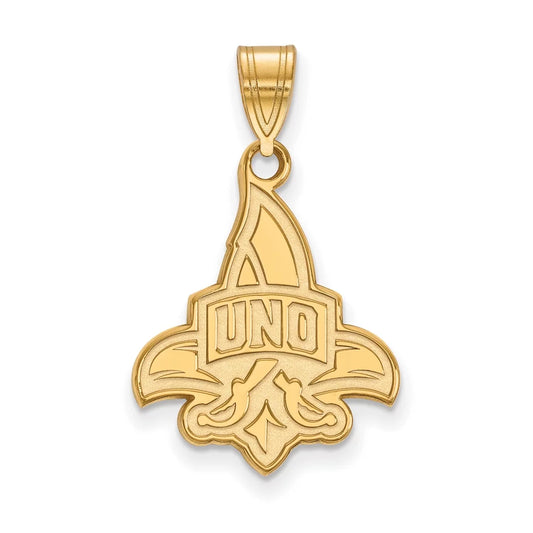 14k Yellow Gold LogoArt Official Licensed Collegiate University of New Orleans (UNO) Large Pendant