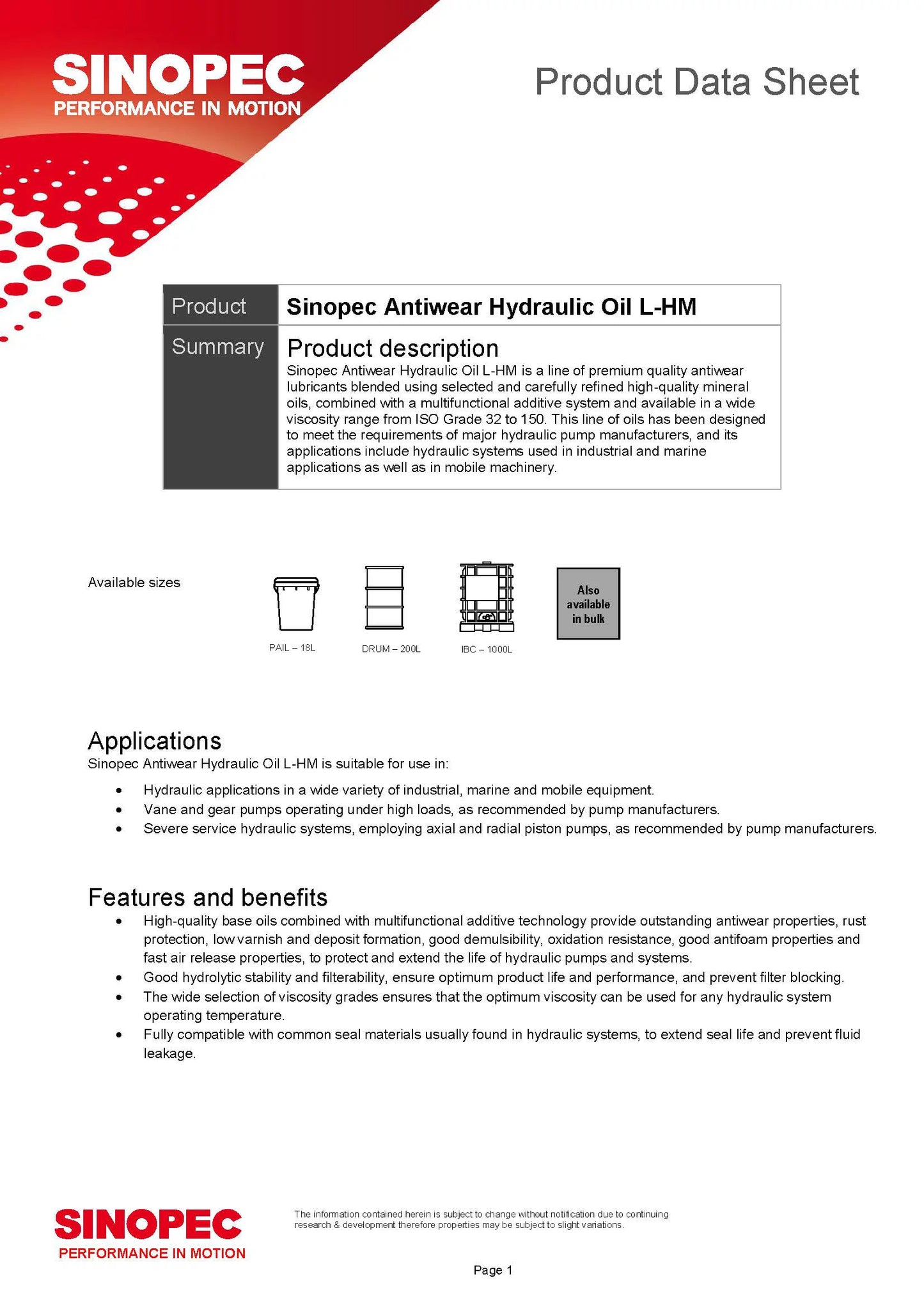 AW 46 Hydraulic Oil Fluid (ISO VG 46, SAE 15), 275 Gallon IBC Tote / 1000 Liter