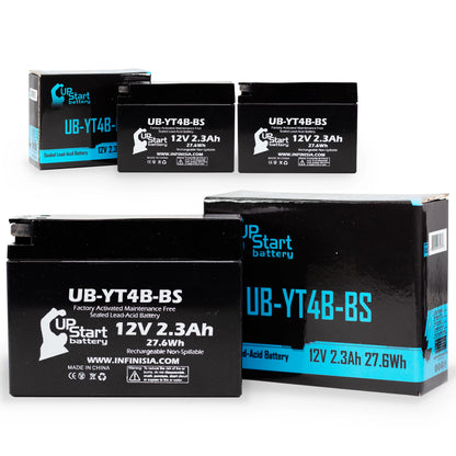 3-Pack UpStart Battery Replacement for 2006 Yamaha SR400 400CC Factory Activated, Maintenance Free, Motorcycle Battery - 12V, 2.3Ah, UB-YT4B-BS