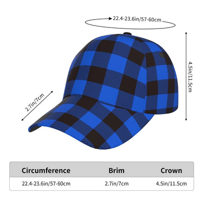 Balery Baseball Cap Adjustable Size for Running Workouts and Outdoor Activities All Seasons Dad Hat(Buffalo Plaid Blue Black)