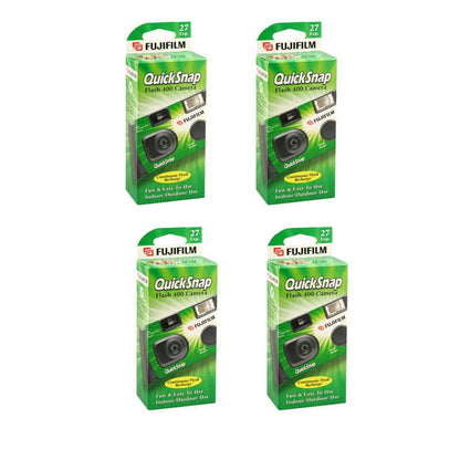 4 Pack Of Fujifilm Quicksnap Flash 400 ASA Disposable Single Use 35mm Camera