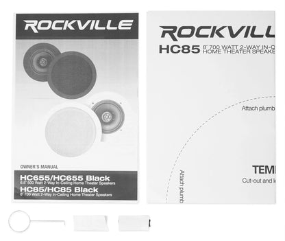 Rockville RPA40BT 4-Room Home Audio Kit Receiver+(8) 8" Black Ceiling Speakers