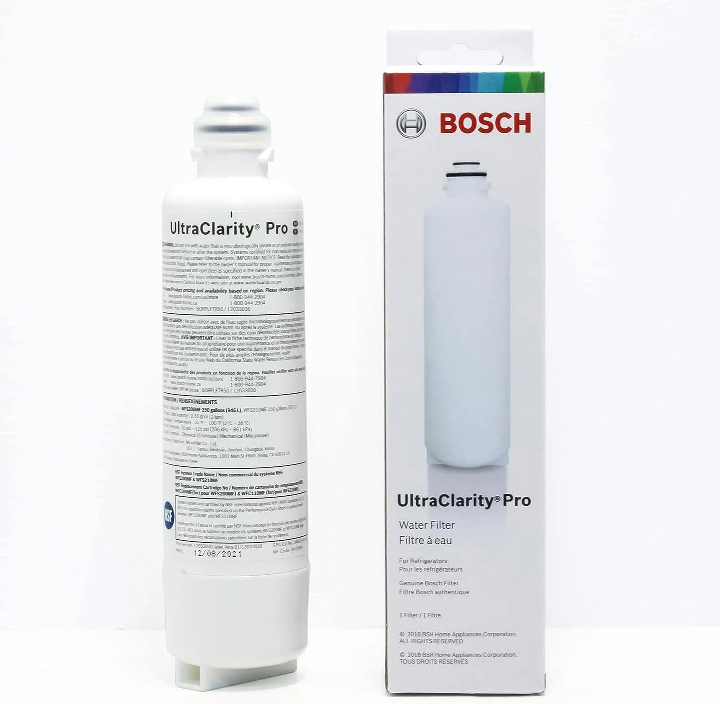 Bosch UltraClarity Pro Water Filter, BORPLFTR50,BORPLFTR55, RA450022, REPLFLTR55 Replacement/Compatible Pack of 4