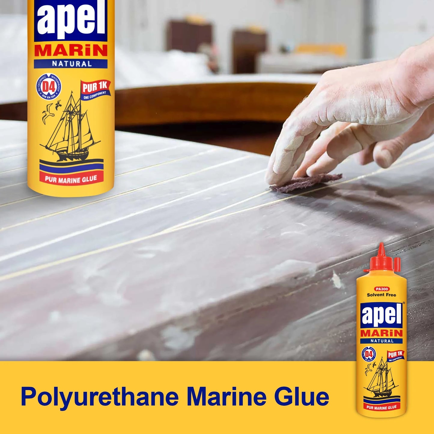 Waterproof Polyurethane Glue 16 oz. Bottle Marine Glue For Boats and RVs Natural PU Adhesive for Above and Below the Waterline (1 Pack)