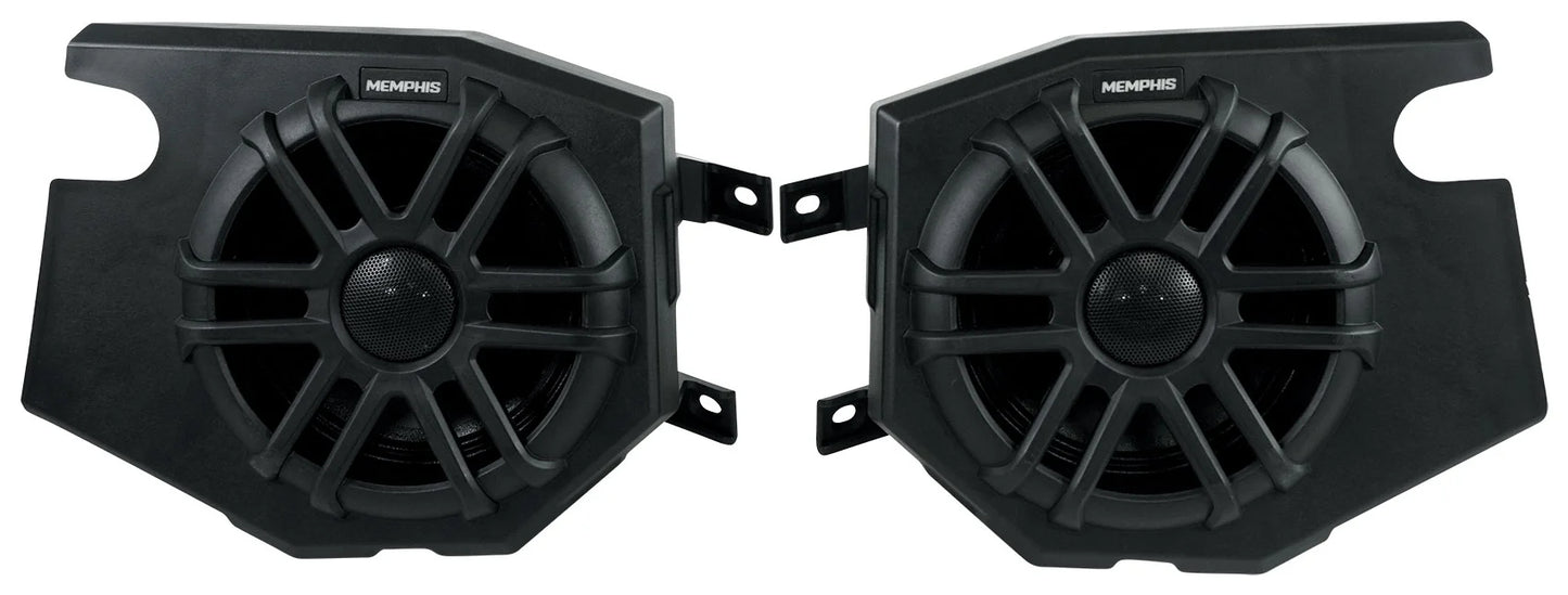 (2) Memphis Audio RZR65FE Pods+LED Tower Speakers+Amp For 2014+ Polaris RZR