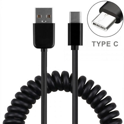 Type-C Coiled USB Cable w 3-Port USB 42W Quick Car Charger Z3R for Samsung Galaxy Note 10 Plus Fold A9 A50 A20 A10e - Sonim XP8 XP3 - Sony Xperia 5 10 Plus 1 - Xiaomi Redmi Note 7, Mi Mix 2 9T