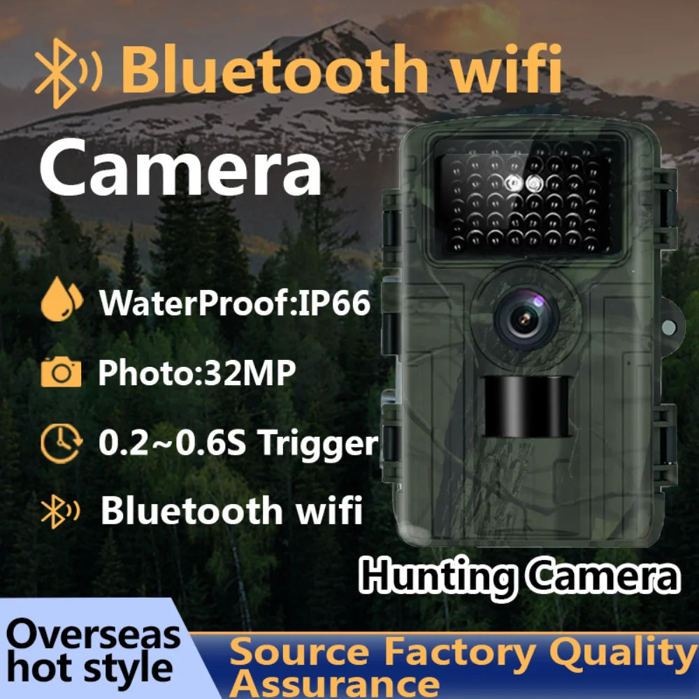 Wildlife Hunting Camera 32MP 4K HD Activated Trail Hunting Camera WIFI Bluetooth Waterproof Wifi Hunting Camera Outdoor IR Night Vision Motion