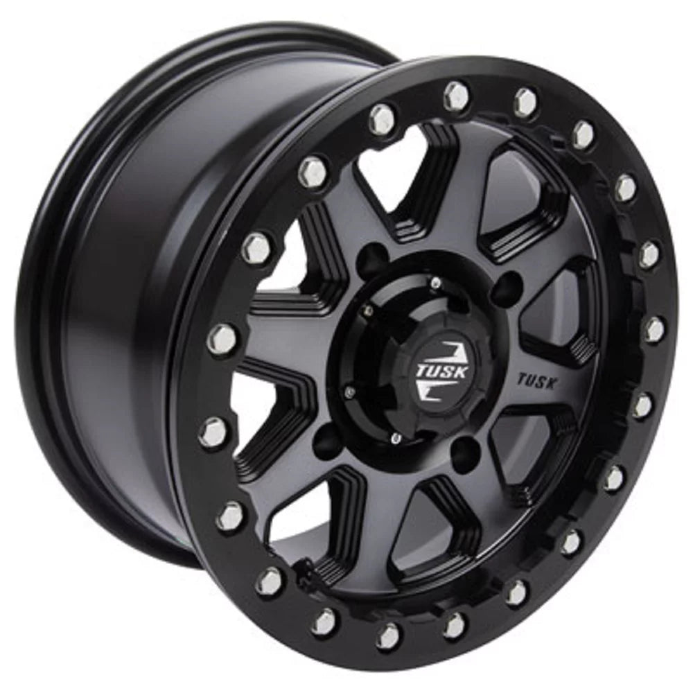 4/110 Uinta Beadlock Wheel 14x7 5.0 + 2.0 Gunmetal/Black Compatible With Yamaha Wolverine X2 R-Spec XT-R 2020-2021