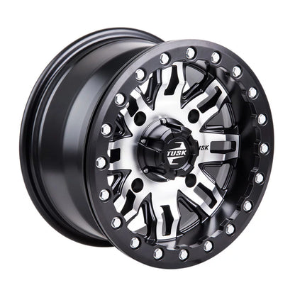 4/156 Tusk Teton Beadlock Wheel 15x7 5.0 + 2.0 Machined/Black For YAMAHA Wolverine RMAX 2 1000 Sport 2022