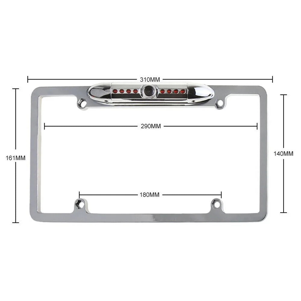 Waterproof Night Vision License Plate Frame Car Rear View Backup Camera Silver