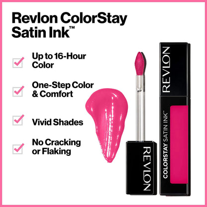 2 Pack Liquid Lipstick by Revlon, Face Makeup, ColorStay Satin Ink, Longwear Rich Lip Colors, Formulated with Black Currant Seed Oil, 022 Black Cherry, 0.17 Fl Oz