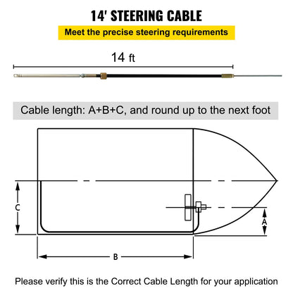 VEVOR Boat Steering Cable 14' Outboard Rotary Steering Kit