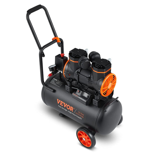 VEVOR Ultra Quiet Air Compressor, 6.3 Gallon, 1450W, 3.35 CFM @ 90PSI, Oil-Free, 70 dB