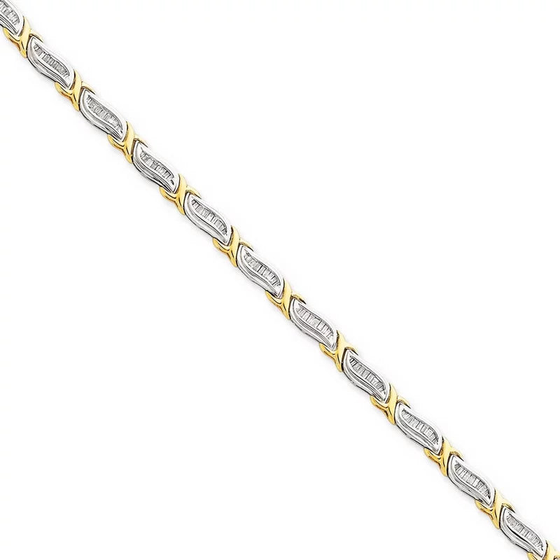 14K Two-Tone Gold 1cttw Baguette Diamond Bracelet