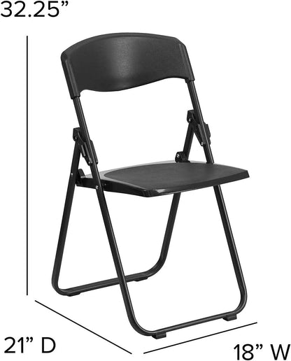 6 Pack HERCULES Series 500 Lb. Capacity Heavy Duty Black Plastic Folding Chair With Built-In Ganging Brackets