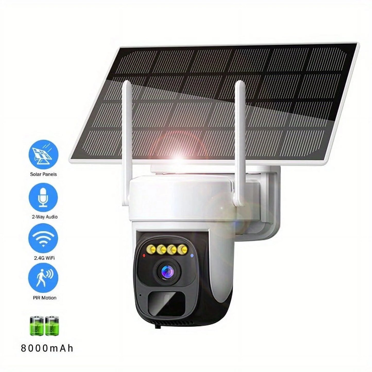 2K Pan Tilt 360° Solar-Powered Outdoor Wireless Security Camera with 3MP Color Night Vision, 2-Way Talk, Motion Detection, IP66 Waterproof - Perfect Gift for Birthdays, Easter, President's Day, Boys &