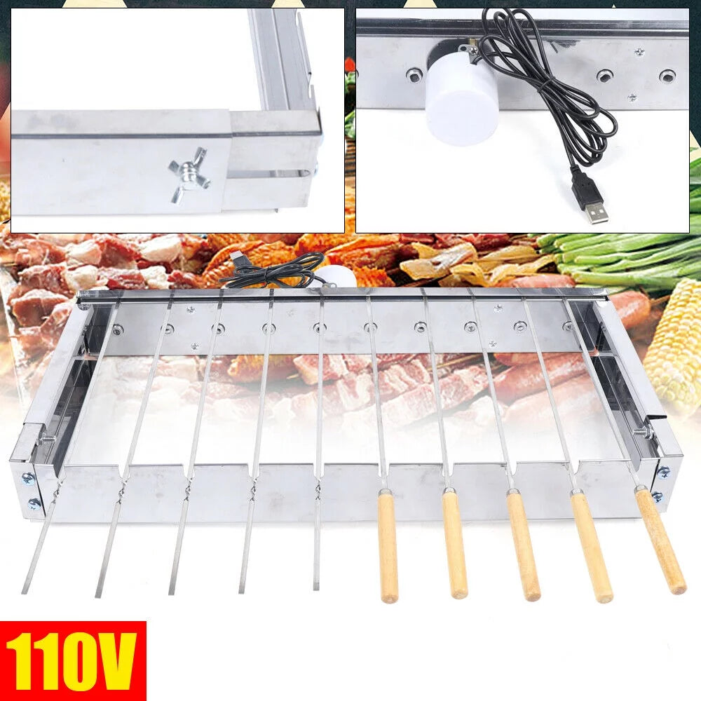 Automatic Rolling BBQ Grill Electric Grill Stainless Steel for Camping Cooking