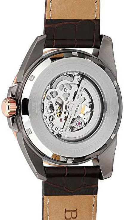 Bulova Men's Automatic Skeleton Dial Brown Leather Strap Watch 98A165