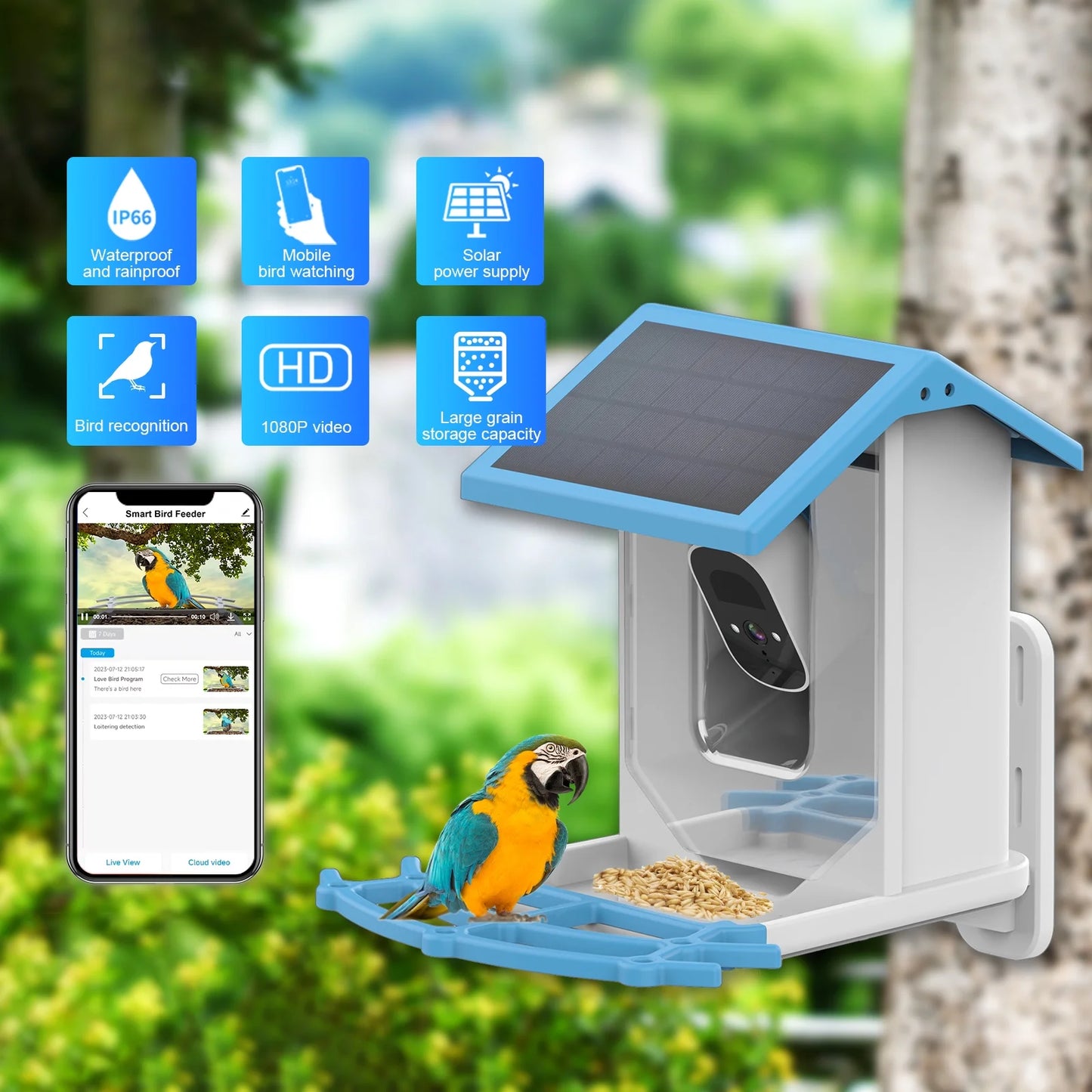 Arealer Surveillance camera,Ip66 Waterproof Feeder CameraCamera Real-time Smart Feeder Camera 1080p With WaterproofCamera LowLowSolar Camera Camera Vision