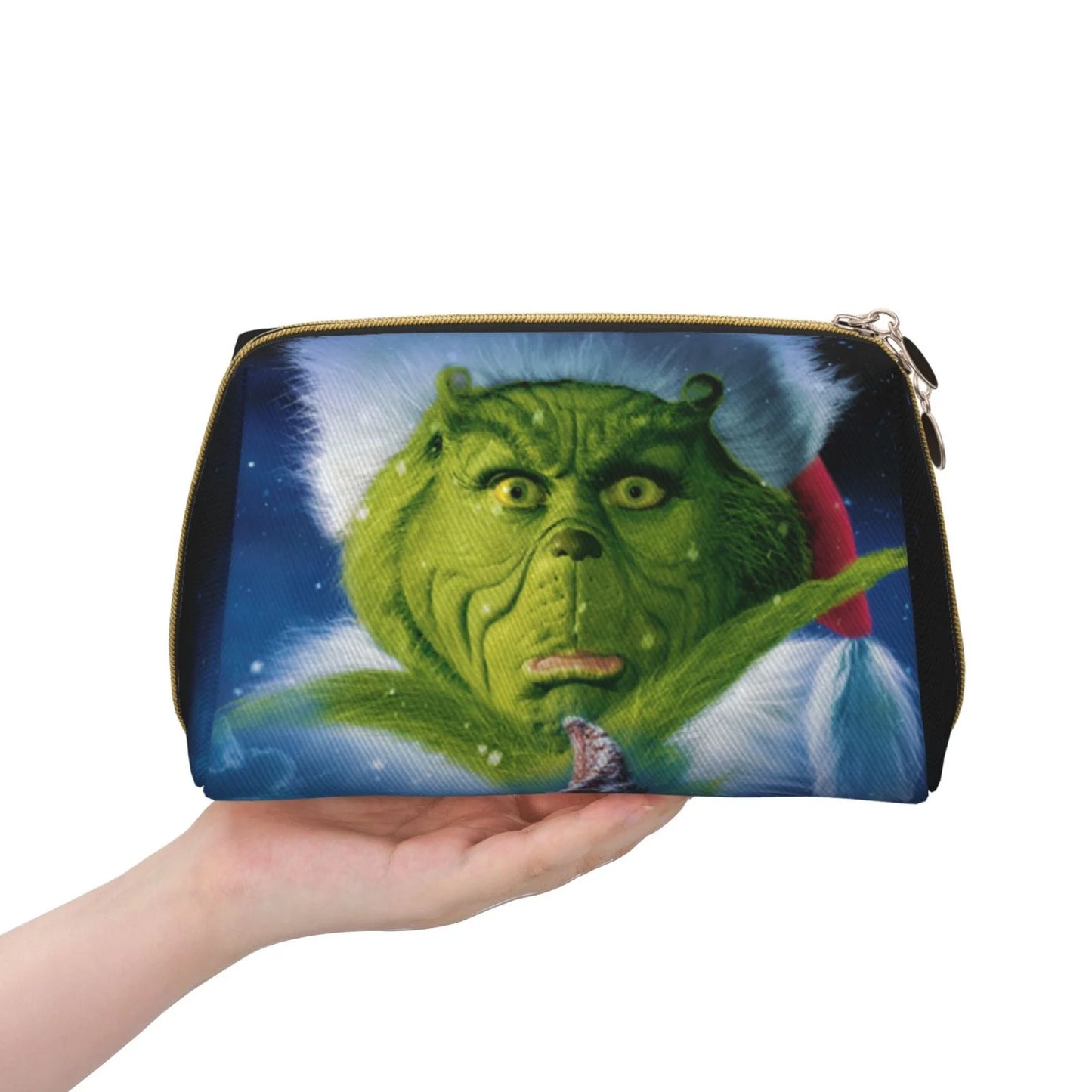 The Grinch Christmas Cosmetic Bag Makeup Organizer Leather Portable Pouch Gift Travel Toiletry Bag Storage Purse