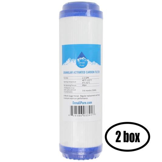 2 Boxes of Replacement for H2O Distributors ADWU-DM Granular Activated Carbon Filter - Universal 10-inch Cartridge for H2O Distributors Flowmatic Under Sink Filter - Denali Pure Brand