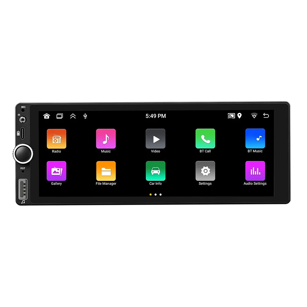 6.86 Inch Android 13 Car Stereo - Single-Din GPS Navigation with Touchscreen, Android Auto Support, WiFi/BT Connection, RDS Radio, Mirror Phone Link, Reverse Image, and Steering Wheel Control