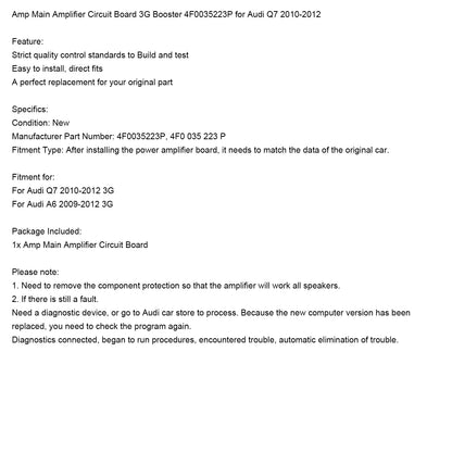 Amp Main Amplifier Circuit Board 3G Booster 4F0035223P for Audi Q7 2010-2012