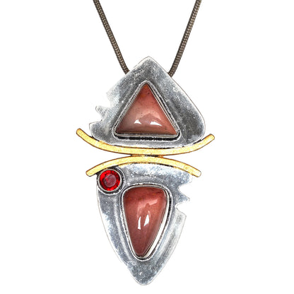 925 Silver Garnet Necklace Sterling Gemstone Rhodochrosite Rhodochrosite, 18"