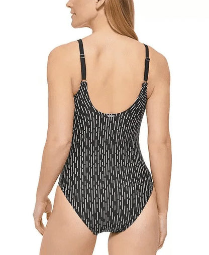 Calvin Klein Women's Twist Front Tummy Control One Piece Swimsuit Black Size 4