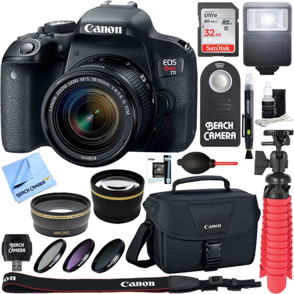 Canon EOS Rebel T7i/800D DSLR Camera with 18-55mm Lens Memory & Flash Kit