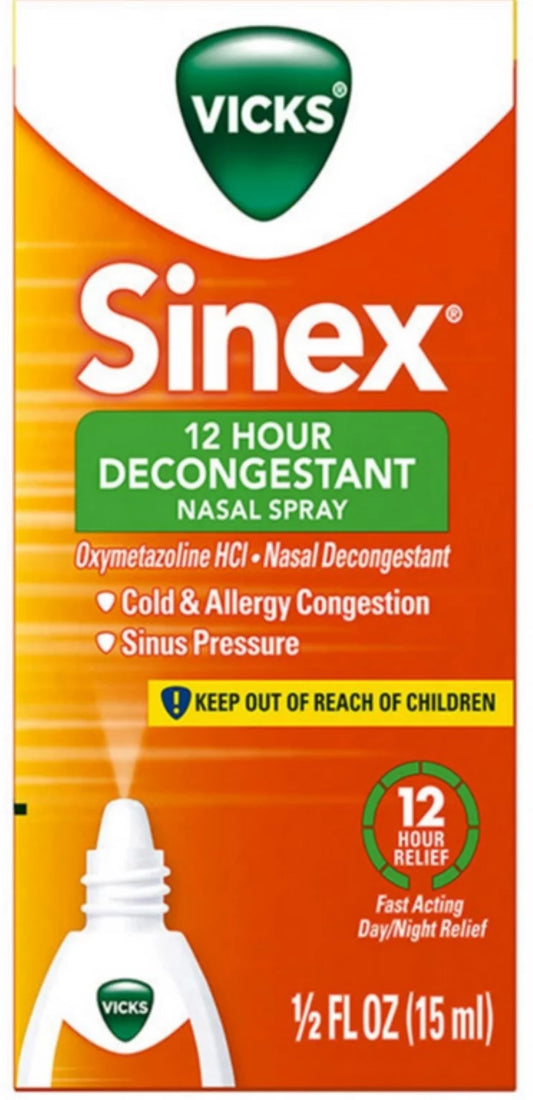 Vicks Sinex Nasal Spray 12 Hour 0.50 oz (Pack of 6)