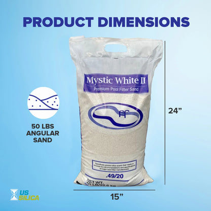 US Silica Mystic White II Swimming Pool Filter Sand, White, 50 Pound Bag