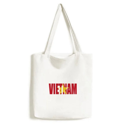 Vietnam Country Flag Name Tote Canvas Bag Shopping Satchel Casual Handbag