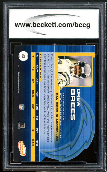 2002 Atomic #82 Drew Brees Card BGS BCCG 8 Excellent+