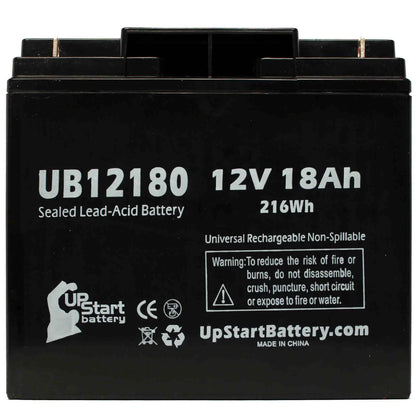 4x Pack - Compatible CSB BATTERY OF AMERICA GP12150F Battery - Replacement UB12180 Universal Sealed Lead Acid Battery (12V, 18Ah, 18000mAh, T4 Terminal, AGM, SLA)