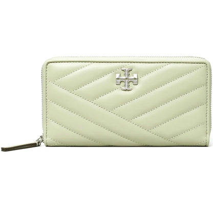 Tory Burch Women's Kira Chevron Zip Continental Leather Wallet (Pine Frost)