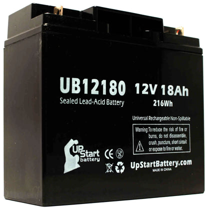 4x Pack - Compatible CSB BATTERY OF AMERICA GP12150F Battery - Replacement UB12180 Universal Sealed Lead Acid Battery (12V, 18Ah, 18000mAh, T4 Terminal, AGM, SLA)