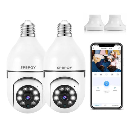 SPBPQY Light Bulb Camera, 2 Pack Security Camera 1080p, 360 Surveillance Camera (2.4GHz WiFi)