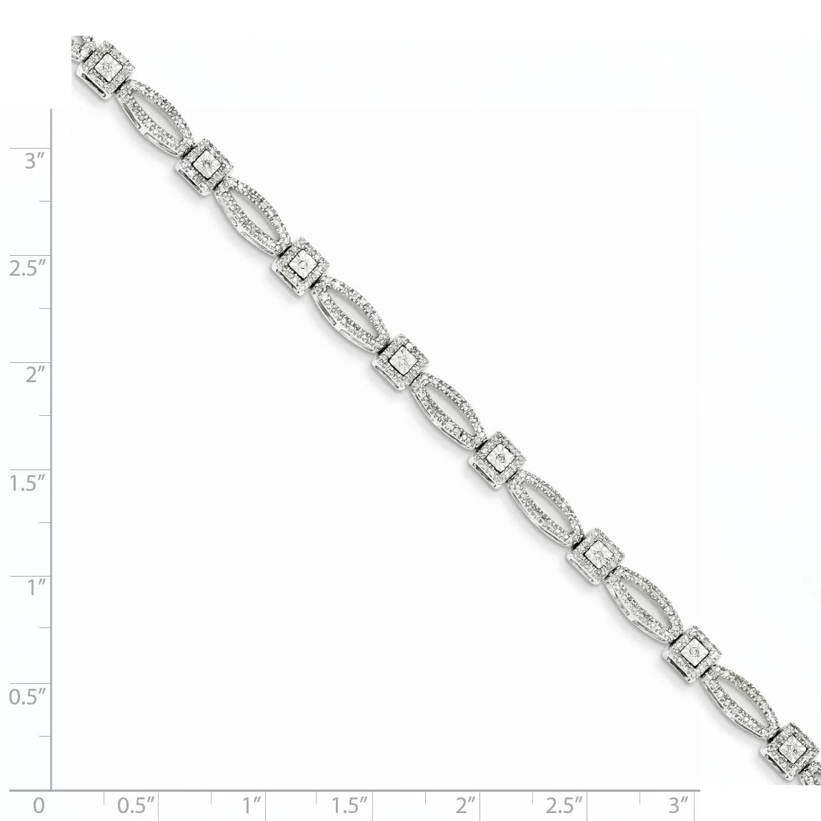 Sterling Silver Rhodium Plated Diamond Bracelet. Carat Wt- 1ct