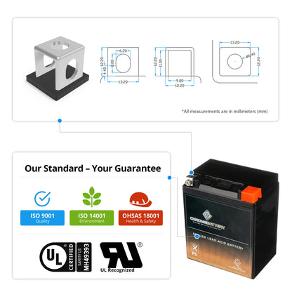 Chrome Battery YTX14AHL-BS (14AHL-BS 12 Volt,12 Ah, 210 CCA) Motorcycle Battery for Kawasaki 500cc Ex500-a 1993