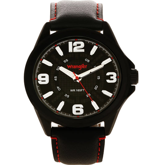 Wrangler 48mm Black Dial, Black Strap Watch